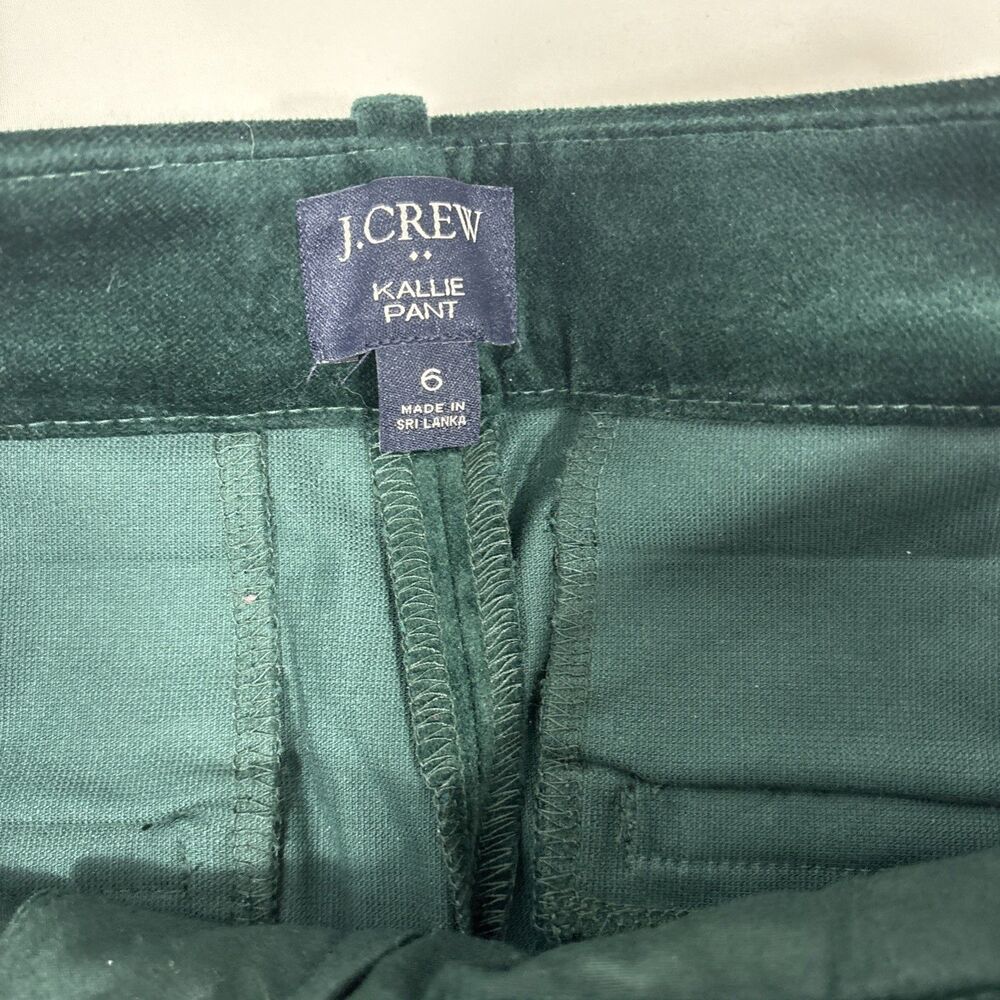 J Crew Kallie Pant Emerald Green Size 6 Velvet Velveteen Chino Holiday Festive - Picture 3 of 9